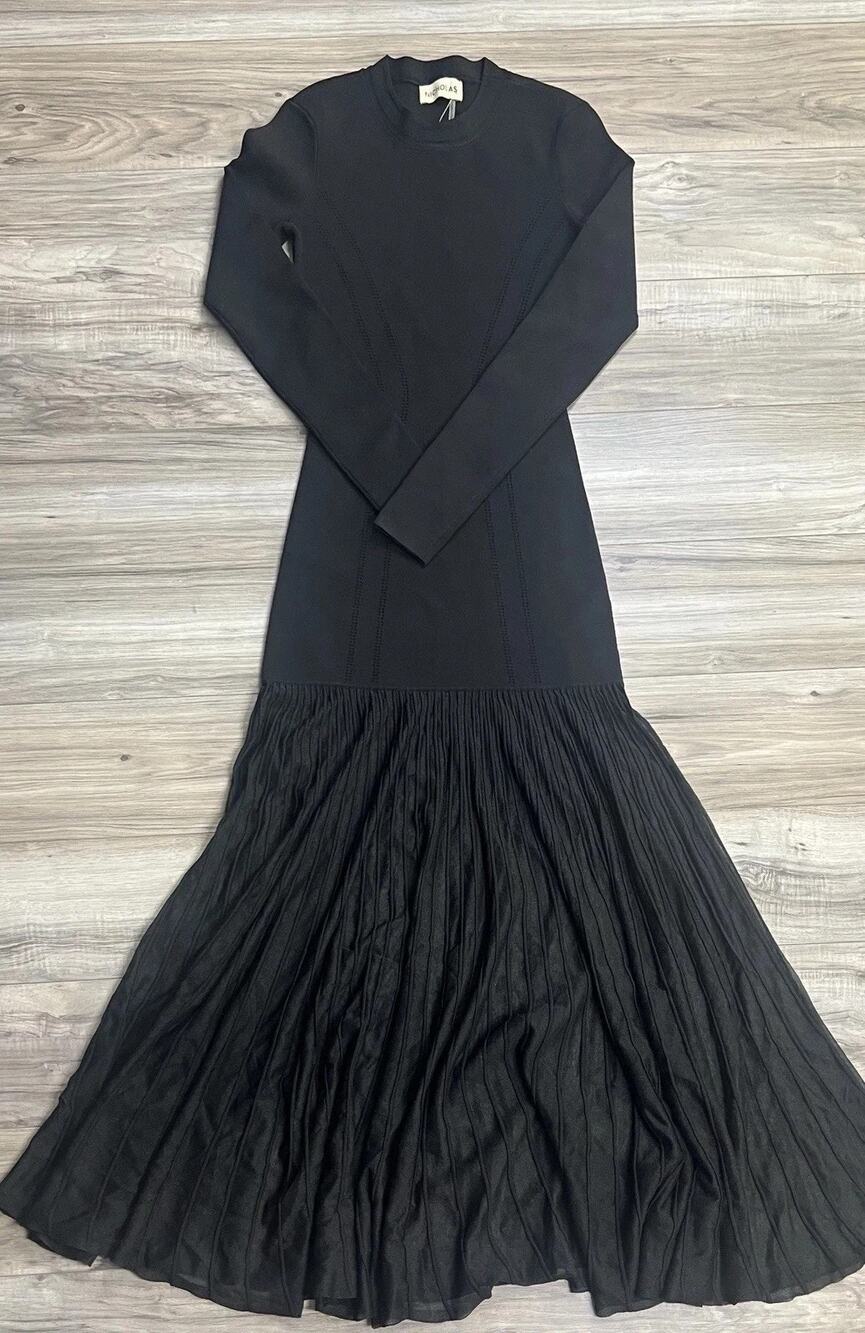 Nicholas Paz Maxi Dress Black Sleeveless Formal Evening Gown Womens Small NEW